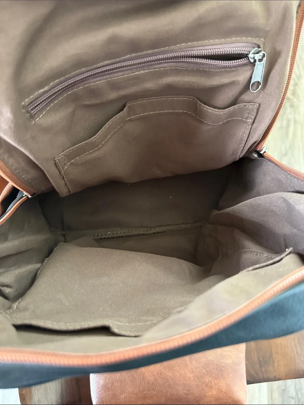 Tri-Color Women’s Backpack Purse in Black, Brown & Cream